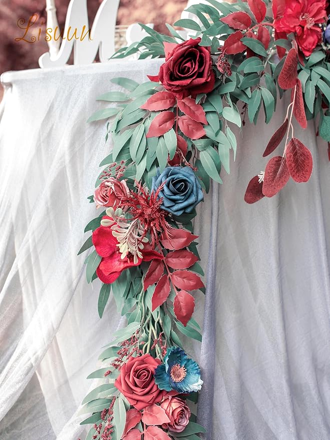 9FT Wedding Arch Flower Garland, Handmade Wedding Table Decorations,Head Table Floral Decor for Noble and Charming Wedding Ceremony