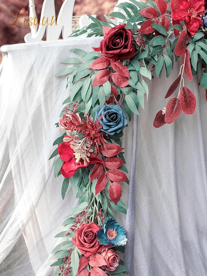 9FT Wedding Arch Flower Garland, Handmade Wedding Table Decorations,Head Table Floral Decor for Noble and Charming Wedding Ceremony