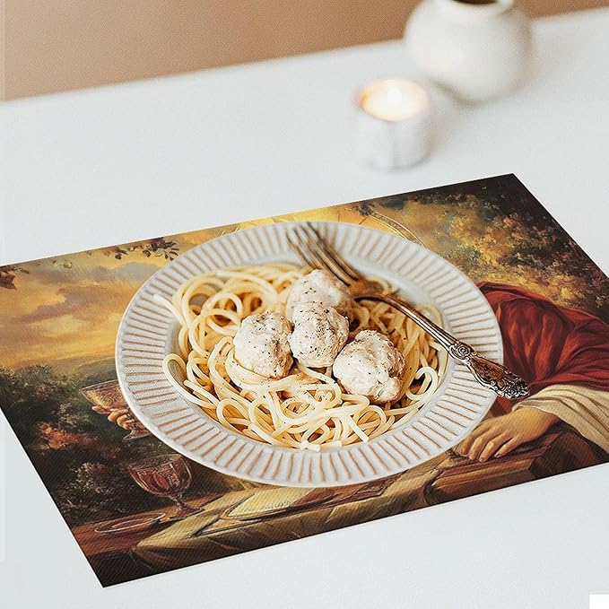 Christian Jesus Placemats Set of 4 Christian Gift Religious Jesus Christ Faith Place Mat Machine Washable Place Mats for Dinner Table Mats 4 PCS