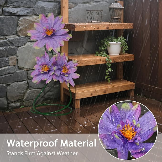 Large Daisy Faux Flowers for Decorations, 3 Pcs Giant Artificial Daisy Flower with Adjustable Stand for Home Decor Garden,Hotel,Office,Photography Props,Wedding,Art Gallery,Shop Window Display(Purple)
