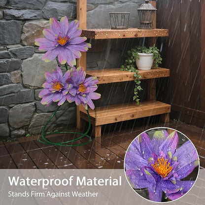 Large Daisy Faux Flowers for Decorations, 3 Pcs Giant Artificial Daisy Flower with Adjustable Stand for Home Decor Garden,Hotel,Office,Photography Props,Wedding,Art Gallery,Shop Window Display(Purple)