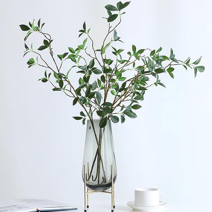 4Pcs Artificial Greens Branches for Vase, 27" Faux Twigs Tree Stems, Fake Plants Tree Branches for Home Decor, Fake Ficus Twigs for Office Wedding Shop Vase Fillers Banquet Decoration