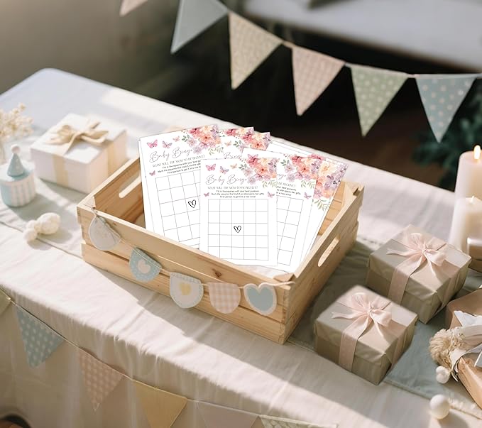 Baby in Bloom Baby Shower Games, Floral Baby Bingo Game for 30 Guests with Game Cards, Gender Reveal, Baby Shower Supplies & Decorations (DV23)