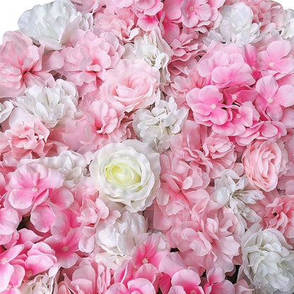 16"x 24" Artificial Flower Wall Panels,Flower Wall Mat Silk Flower Panels for Outdoor Garden Backyard Fence Fence Privacy Screen and Indoor Wall Decor(12Pcs Pink+White,Style 2)