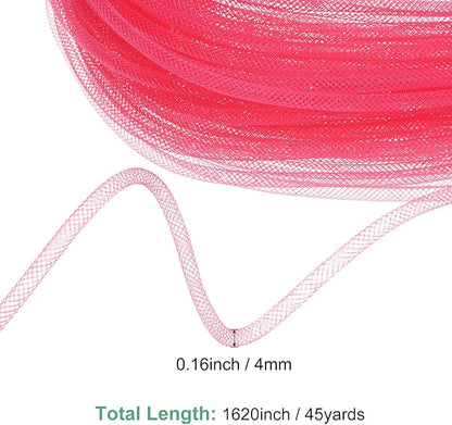 Mesh Tube Ribbon 45 Yards, 4mm Elastic Fabric Ribbons Mesh Tubing for Crafts/Gift Wrapping/Flower Bouquets/Wedding/Birthday/Holiday/Wreaths Christmas/Decoration[Peach]