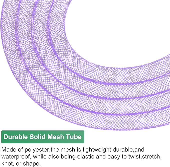Mesh Tube Ribbon 25 Yards, 8mm Elastic Fabric Ribbons Mesh Tubing for Crafts/Gift Wrapping/Flower Bouquets/Wedding/Birthday/Holiday/Wreaths Christmas/Decoration[Violet]