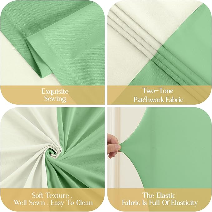 Sage Green Beige Arch Backdrop Cover 6FT 5FT 4FT Wedding Arch Covers Set of 3 Spandex Fitted Fabric Backdrops Double-Color Arch Covers Stretchy Backdrop for Party Baby Shower Birthday Decoration