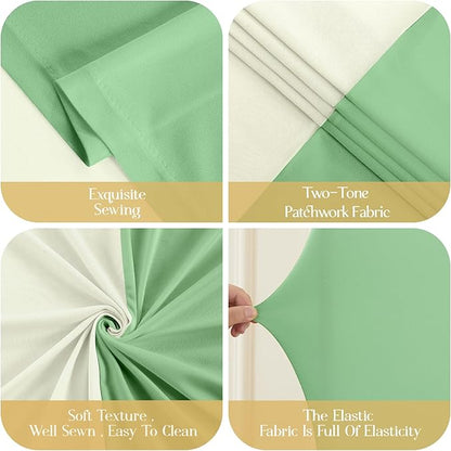 Sage Green Beige Arch Backdrop Cover 6FT 5FT 4FT Wedding Arch Covers Set of 3 Spandex Fitted Fabric Backdrops Double-Color Arch Covers Stretchy Backdrop for Party Baby Shower Birthday Decoration