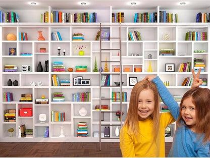 Bookshelf Photography Background Bookcase School Library Backdrop Online Office Conference Background Webcam Zoom Meeting Decoration Backdrop Photo Studio Office Wallpaper Decor 20x10ft