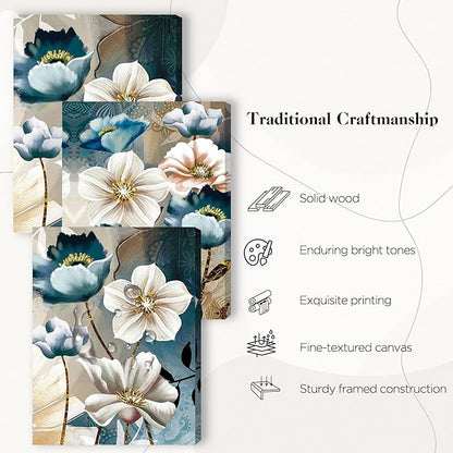 SERIMINO Lotus Flower Canvas Wall Decor Living Room, Blue Floral Picture Wall Art for Dining Room Bedroom, Art Prints Paintings for Home Decorations 16"X24"
