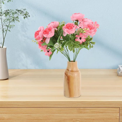 Rustic Wooden Flower Vase Pine Wood Vase for Dried Flower Container, Office, Table Centerpiece, Home Decoration