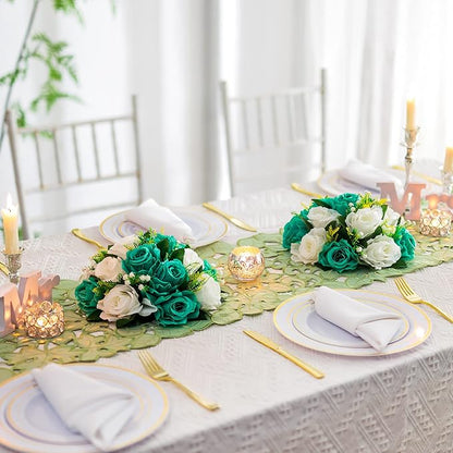 Flower Centerpieces for Wedding Tables: Wedding Table Decorations Teal & White Flower Balls Centerpieces for Engagement Cerebration Party Center Pieces 10 Packs
