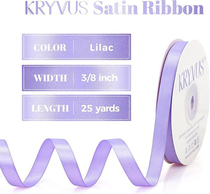 Lilac Satin Ribbon, Double Faced 3/8 Inch X 25 Yards, Premium Polyester Satin Ribbon for Gift Wrapping, Crafts, Wedding Party Decor