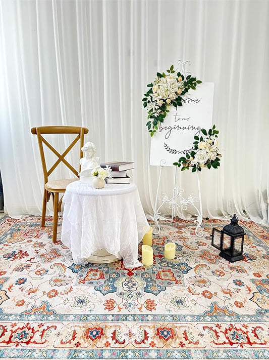 Pack of 2 Wedding Arch, Artificial Flowers, Wedding Decor，Flower Garland Be Suited to Banquet, Party, Reception Entrance Welcome Sign and Background Decoration (Milky White)