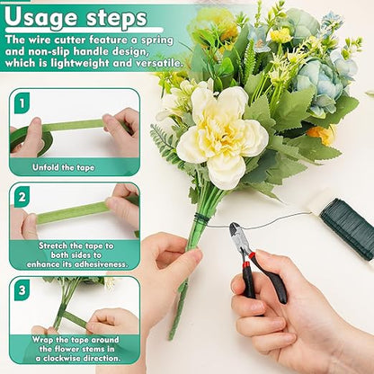 Floral Tape and Wire, Florist Arrangement Tools Kit with Floral Tape Wire Cutter Boutonniere Pin for Bouquets,Wrap Florist,Flower Project