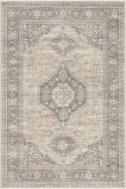 Lahome Oriental Kitchen Rugs Non Slip, 2x3 Small Rugs for Bedroom Entryway, Soft Door Mat Indoor Entrance Vintage Ultra-Thin Carpet for Kitchen Bathroom Bedroom, Grey/Brown