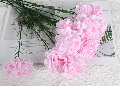 Pink Carnations Artificial Flowers 15PCS Carnations Flowers Silk Flowers 21.25in Fake Flowers for Wedding Home Table Centerpieces Floral Arrangements(Light Pink)