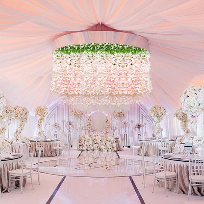 12 Pack Light Pink Wisteria Hanging Flowers, 3.44 Ft Fake Hanging Flowers, Artificial Wisteria Garland Vines for Wedding Room Backdrop Outdoor Patio Garden Decoration