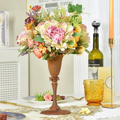 Sungmor Cast Iron Tabletop Flower Vase, Vintage Pretty Tulip Design, 8.6" Tall Decorative Centerpieces Flower Stand, Artificial Flower Arrangements Home Decor for Ceremony Birthday Holiday Event Party