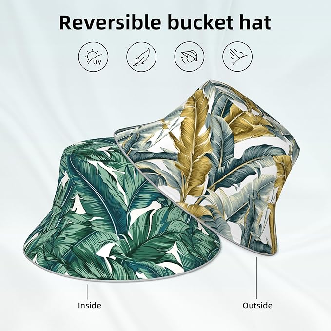 Bucket Hat Beach Summer Sun Hat Reversible Fisherman Hats Double Sided Wearing for Women Men Boys Girls