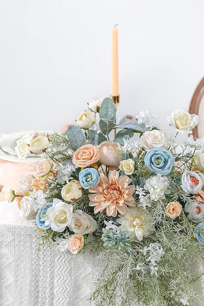 Serra Flora Artificial Flowers Box Set DIY Bouquets Centerpieces Faux Flowers Combo for Wedding Flowers with Leaves and Stems Floral Arrangements Bridal Baby Shower Home Decor