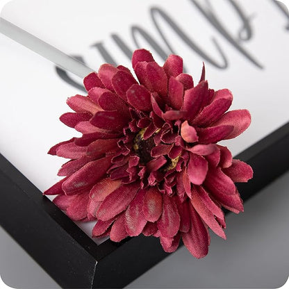 12pcs Artificial Gerbera Daisies,22 Inch Long Stem Silk Daisy Flowers,Realistic Artificial Flower Mums for Home Décor Centerpiece Wreath Supplies Wedding Bouquet,Wine