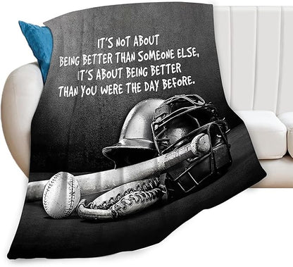 Baseball Throw Blanket for Kids & Adults - Soft, Warm, Cozy Fleece for Couch, Sofa, Bed - 50"x60"