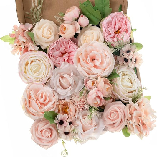 Artificial Flowers Pink Wedding Flowers Silk Flowers with Stems Fake Cake Flowers for Wedding Bouquets Centerpieces Spring Decor Baby Shower Decoration