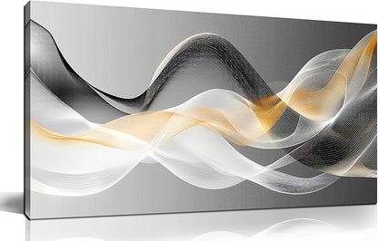 JuhaiArt Gold Wall Art Black Wall Decor Abstract Wall Decorations for Bedroom Office White Picture Artwork Modern Poster 20"x 40"