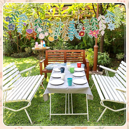 XunYee 3 Pcs Wildflower Birthday Decoration Flower Happy Birthday Banner Boho Wildflower Happy Birthday Banner Garland Flower Hanging Decorations Birthday Party Decorations for Girls Women