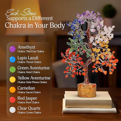 YATSKIA Crystal Tree - Bonsai Tree - Tree of Life - Seven Chakra Crystals - Feng Shui - Gemstones - Home Decor - Crystal Necklaces - House Warming Gifts New Home - Spiritual Gifts - Crystal Gifts