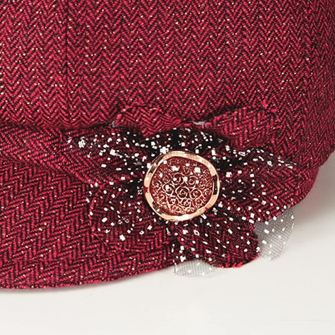 Women Retro Classic Visor Newsboy Cabbie Cap Beret Hats with Flower Buckle for Woman Ladies