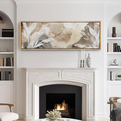 SIGNFORD Large Framed Canvas Print Wall Art Whispers of Nature an Abstract Watercolor Illustrations Modern Art Relax/Calm Warm for Living Room, Bedroom, Office - 60"x20"