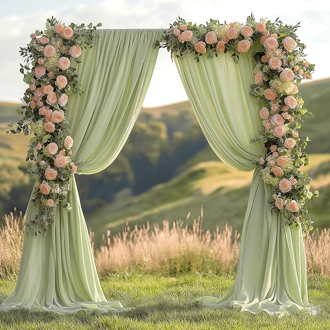 10x7ft Wrinkle Free Sage Green Backdrop Curtain for Parties Soft Fabric Drapes Wedding Curtain Backdrop for Birthday Party Decorations Background for Photography 5x7ft, 2 Panels