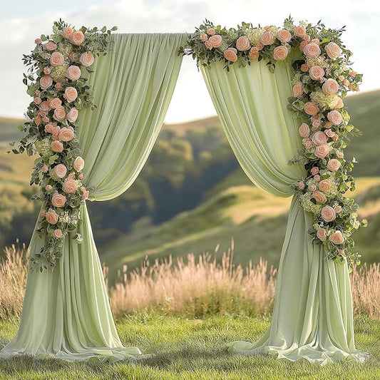 20x10ft Wrinkle Free Sage Green Backdrop Curtain for Parties Soft Fabric Drapes Wedding Curtain Backdrop for Birthday Party Decorations Background for Photography 5x10ft, 4 Panels