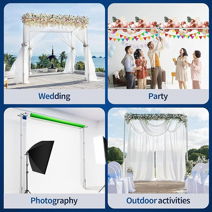 8.9x10ft Pipe and Drape Backdrop Stand, Double Crossbar, Heavy Duty Adjustable Background Frame with Metal Base for Parties Photography Wedding Photoshoot Decoration