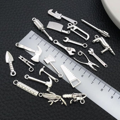 WOCRAFT 60pcs Bright Silver Tools Charms Bracelet Charms for Jewelry Making Sets DIY Necklace Bracelet Keychain Crafting Charms Kit Craft Supplies (SN903)