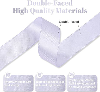 Lilac Mist Satin Ribbon, Double Faced 7/8 Inch X 50 Yards Lilac Mist Ribbon, Premium Satin Ribbon for Gift Wrapping, Crafts, Hair Bow Making, Sewing, Flower Bouquet, Wedding Party Decor