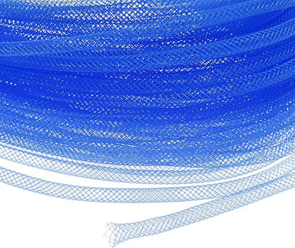 Mesh Tube Ribbon 45 Yards, 4mm Elastic Fabric Ribbons Mesh Tubing for Crafts/Gift Wrapping/Flower Bouquets/Wedding/Birthday/Holiday/Wreaths Christmas/Decoration[Blue]