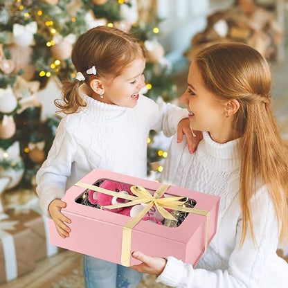 Pink Large Gift Boxes with Window, 13.5"x9"x4.3" Bridesmaid Boxe for Gift Giving,Birthday Gift Box with Magnetic,Closure Lid Gift Boxes for Presents,Cute Boxe,Luxury for Gift Packaging,Gift Box for Wrapping Gifts