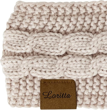 Loritta Womens Ear Warmers Headbands Winter Warm Fuzzy Cable Knit Head Wrap Fleece Lined Gifts