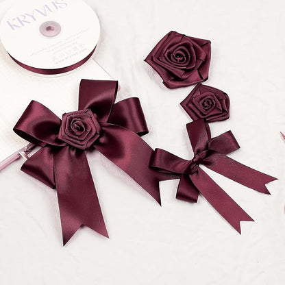 Burgundy Satin Ribbon, Double Faced 1-1/2 Inch X 50 Yards Burgundy Ribbon, Premium Satin Ribbon for Gift Wrapping, Crafts, Hair Bow Making, Sewing, Flower Bouquet, Wedding Party Decor