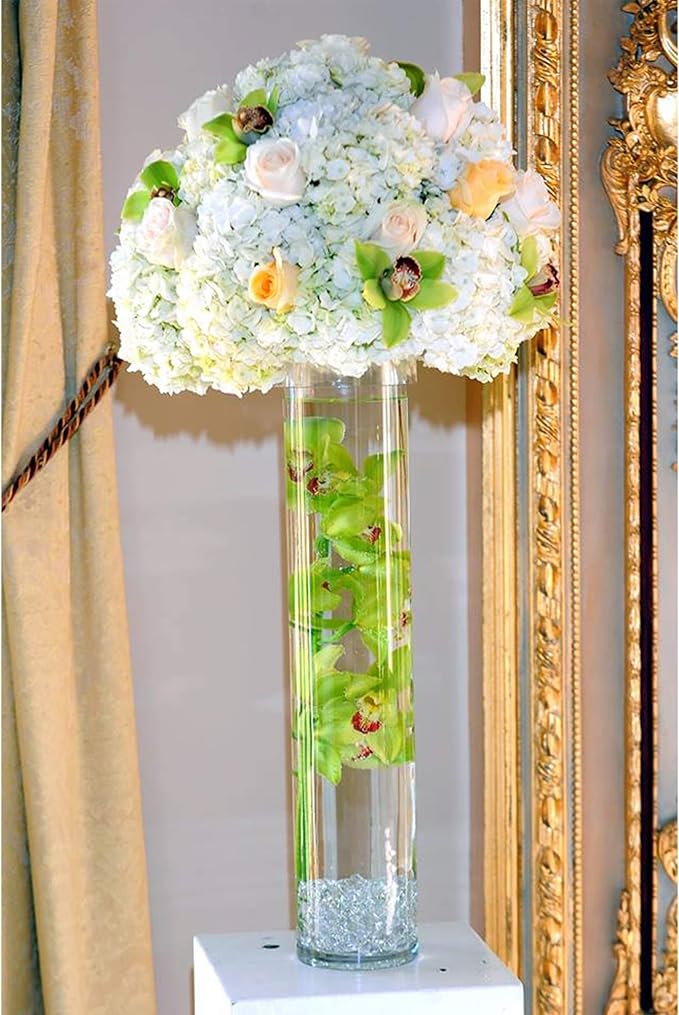 WGV Cylinder Vase Bulk, Diameter 5", Height 24", Clear Glass Floral Planter Container, Tall Centerpiece Arrangement for Wedding Party Event Home Office Decor, 6 Pieces