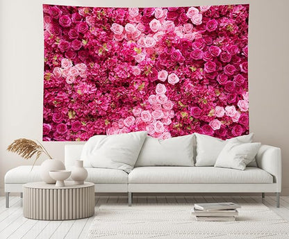 7ftx5ft Rose Wall Background Rose Photo Backdrops Spring Party Tea Party Flowers Backdrop Girls Birthday Pink Princess Party Wedding Bridal Shower Pink Floral Anniversary Ceremony Decor