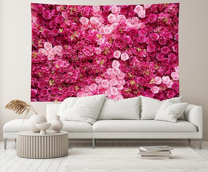 20ftx10ft Rose Wall Background Rose Photo Backdrops Spring Party Tea Party Flowers Backdrop Girls Birthday Pink Princess Party Wedding Bridal Shower Pink Floral Anniversary Ceremony Decor