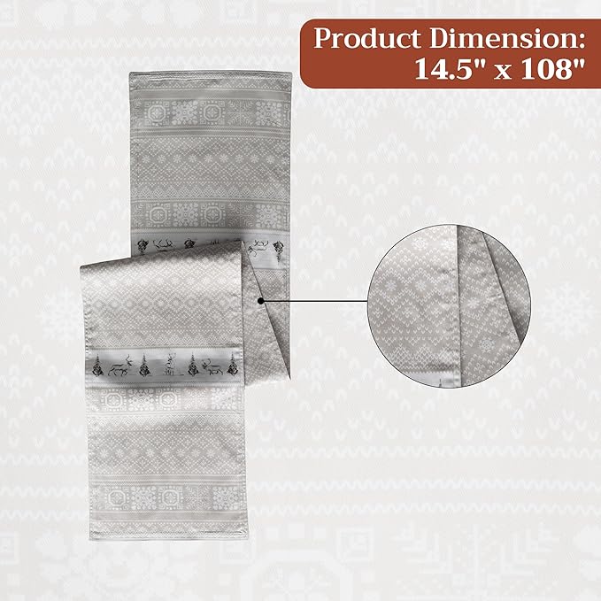 Maison d' Hermine Table Runner 100% Cotton Double Layer Table Runners 108 inches Long for Thanksgiving Christmas Decorations Home Kitchen Dining Party Wedding (Cozy Christmas, 14.5" x 108")