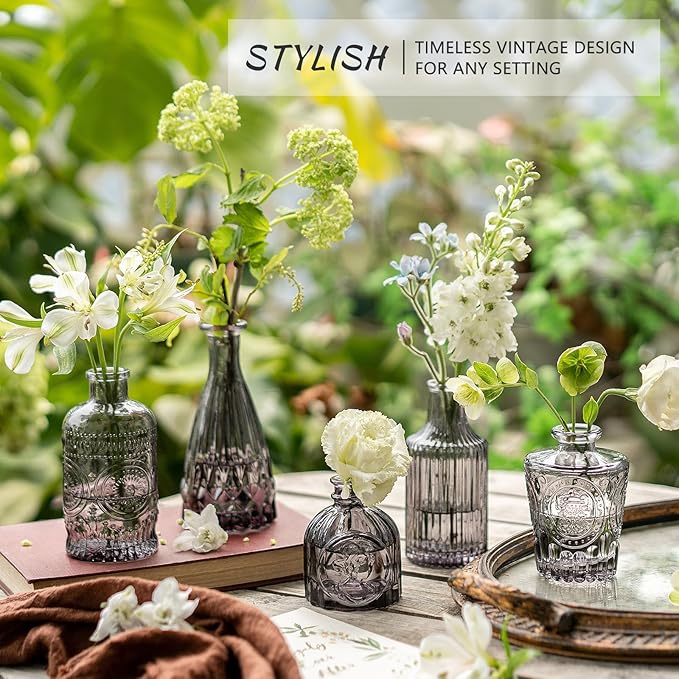 Bud Vase Set of 12, Black Bud Vases in Bulk, Small Flower Vases for Centerpieces, Mini Vintage Vase for Rustic Wedding, Home,Table Decoration