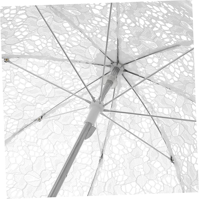 Lace Umbrella Parasol Floral White Umbrella Vintage Wedding Bridal Umbrella Photography Scene Props for Baby Shower Bridal Decorations Assorted Color A