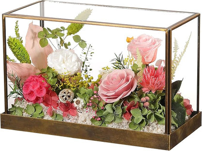 Christmas Flowers Roses Gifts for Mom,Forever Real Preserved Rose in Glass Dome,Christmas Roses Gifts for Women Grandma Wife Mother in Law