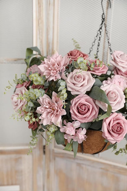 YYHUAWU Artificial Flowers Combo Box Set Gradient Color Flower Leaf with Stems for DIY Wedding Bouquets Centerpieces Baby Shower Party Home Decorations